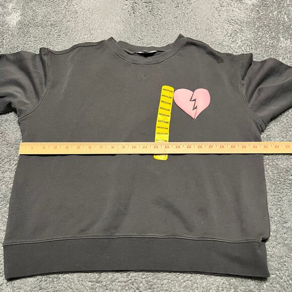WILDFOX Graphic Crew Pullover Sweatshirt Womens Medium Wish It Was Saturday Gray - Picture 6 of 7